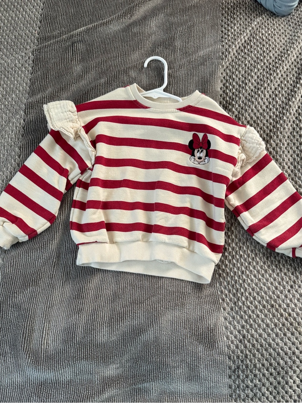 Zara Cream & Red Striped Minnie Knit Sweatshirt